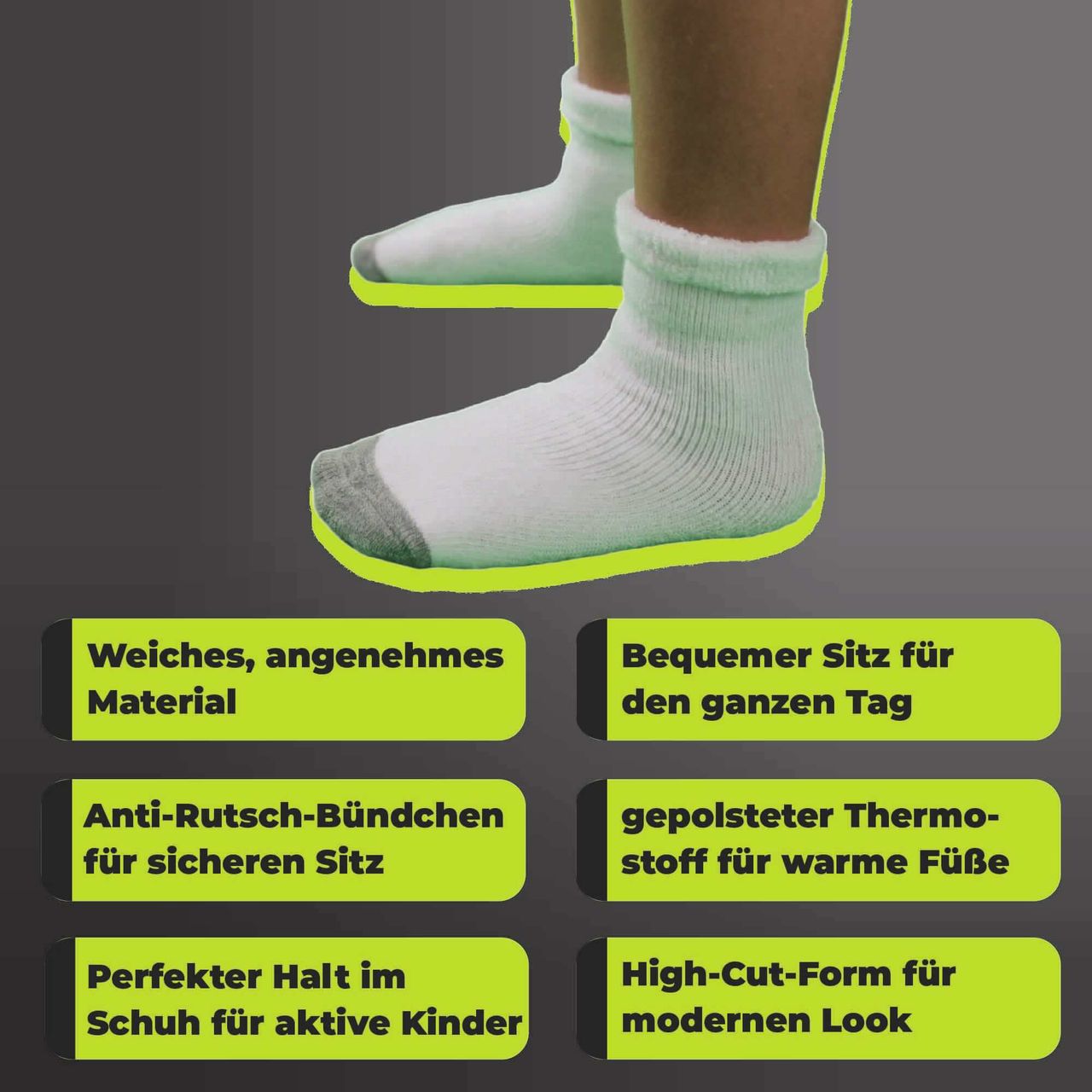Athletech 6 Paar Thermo Socken für Kinder 3-5 Jahre mit Bündchen bis Gr. 34