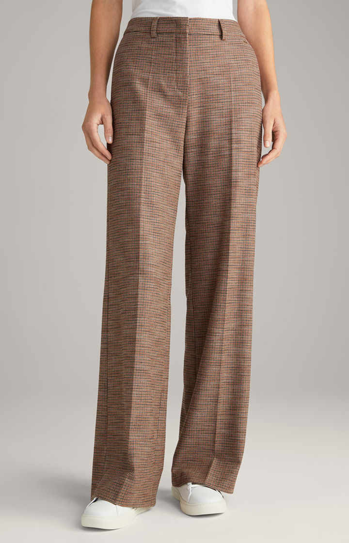 Marlene-Hose in orange/ schwarz/ beige kariert