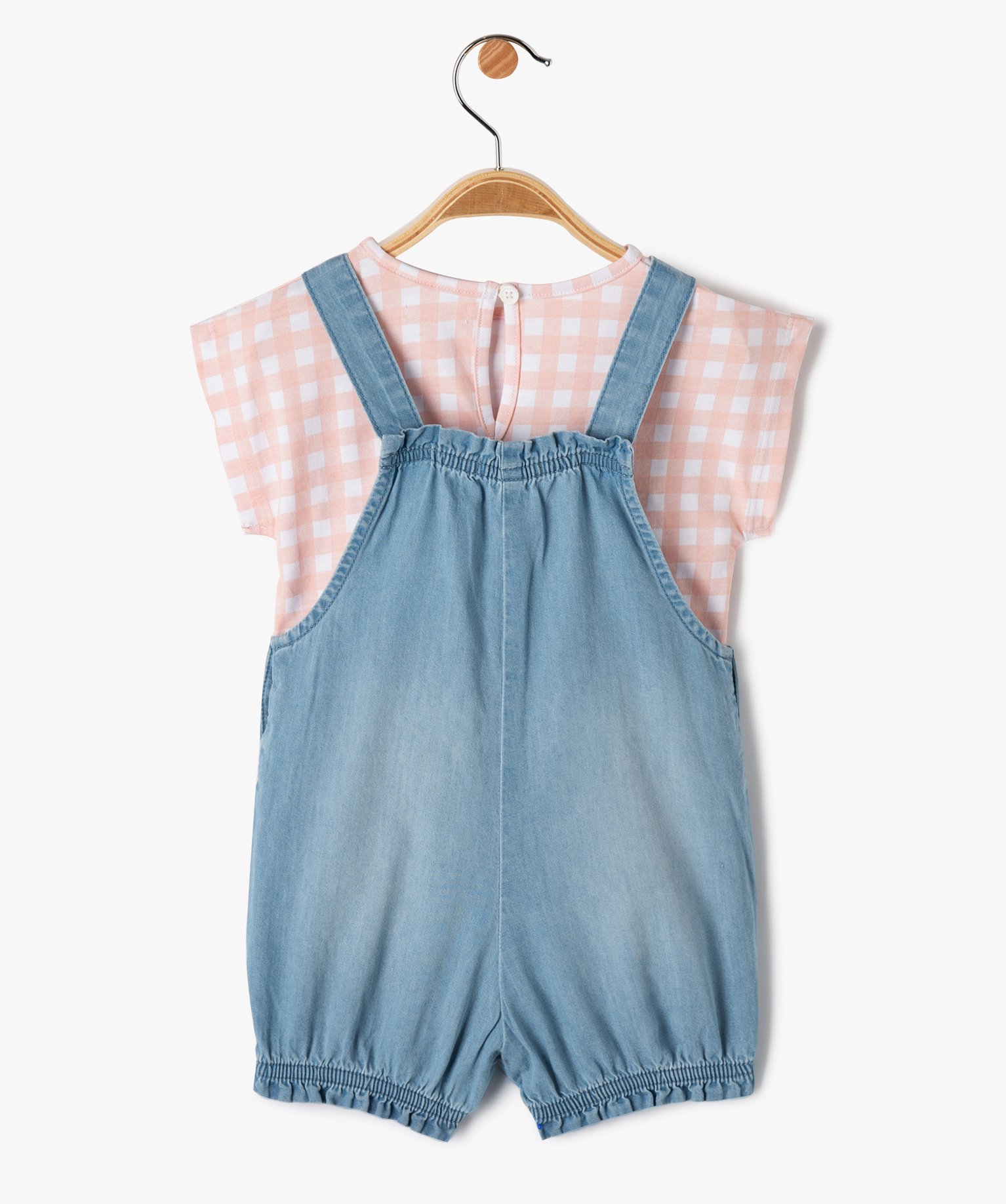 Ensemble bébé fille 2 pièces : salopette courte + tee-shi... denim | GEMO