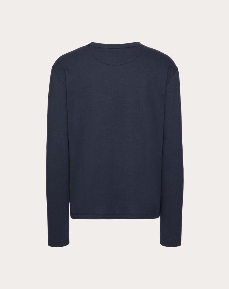 Katoenen T-shirt met lange mouwen en Vlogo-signatuurpatch.
