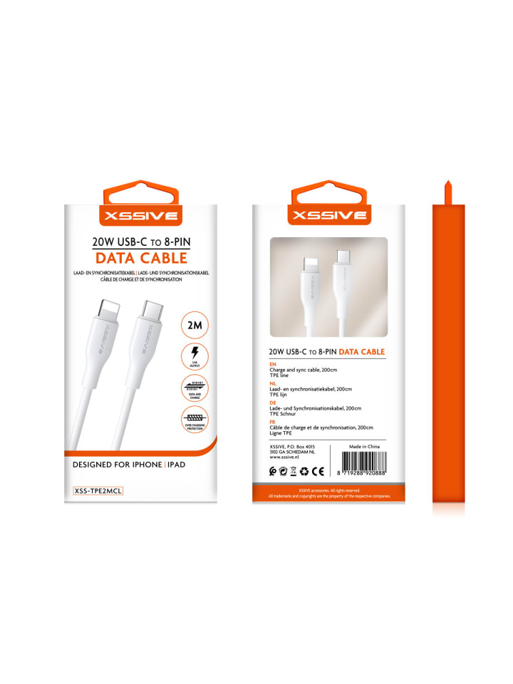 COFI 1453 20W 2 Meter USB-C zu Phone Datenkabel 2.4A Schnell-Ladekabel in Weiß günstig kaufen onesize