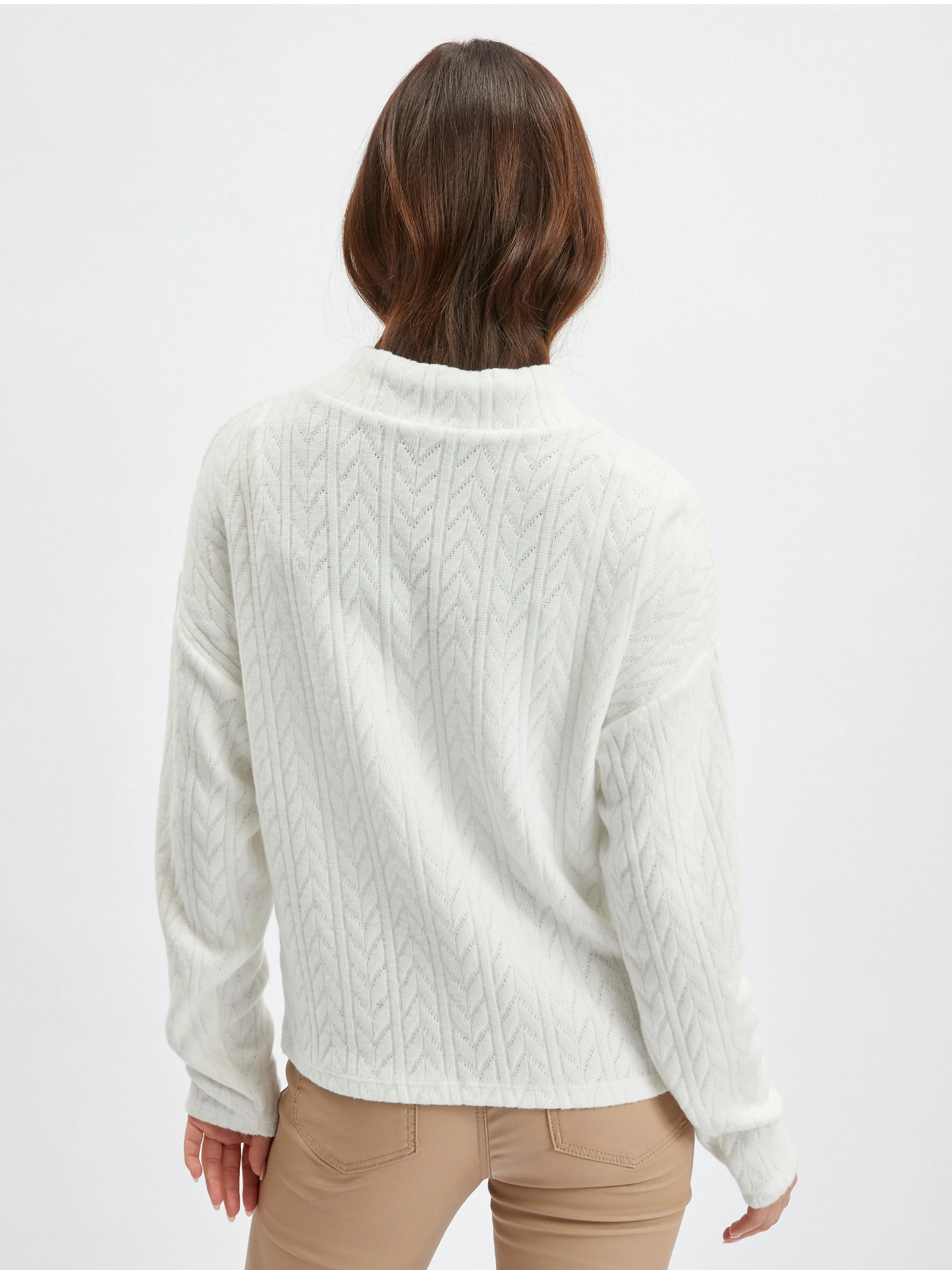 Weißer gemusterter Pullover für Damen ORSAY