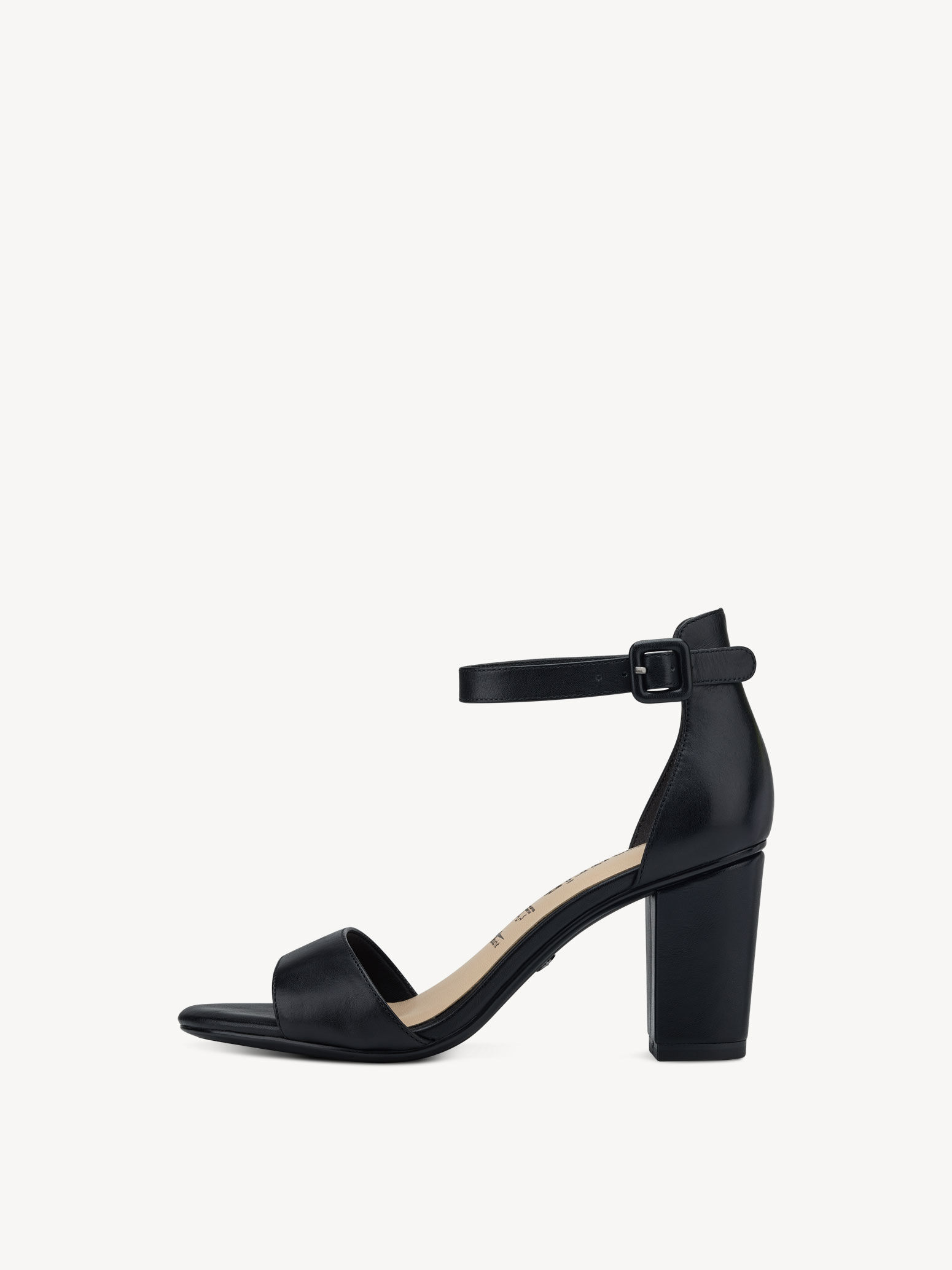 Sandale à talon en cuir - noir