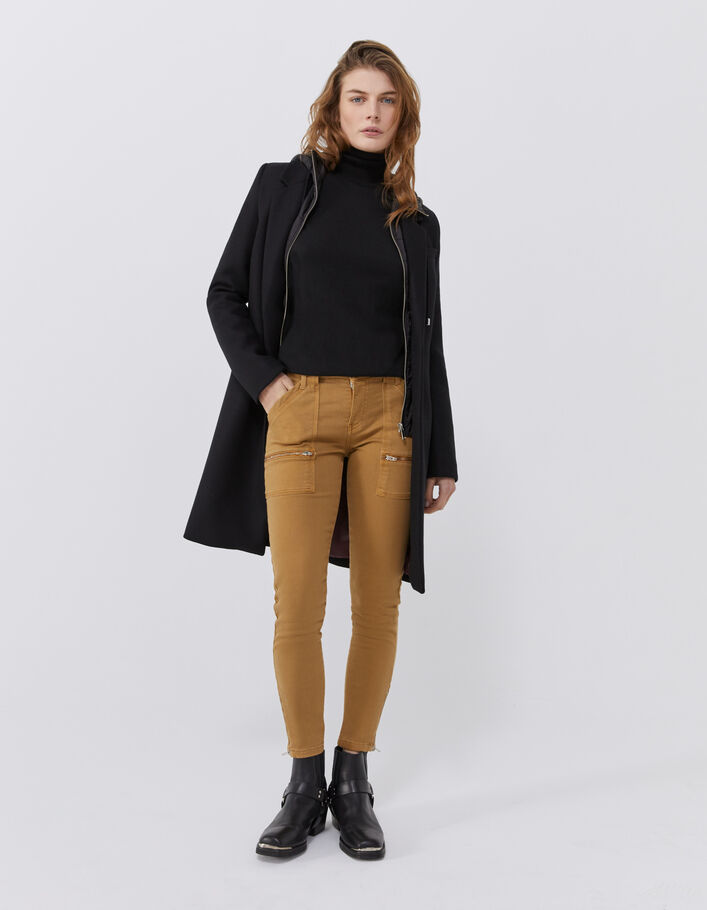Manteau drap de laine à capuche femme