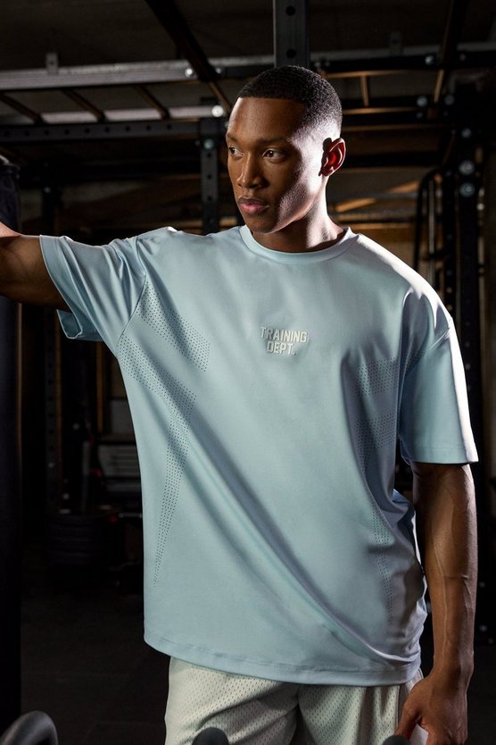 Perforiertes Oversize T-Shirt mit Active Training Dept Print