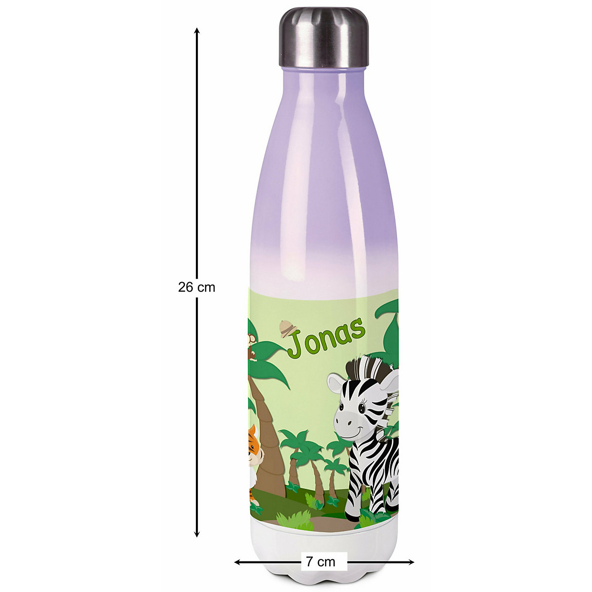 Edelstahl Kinder Thermoflasche / Trinkflasche bunt Safari-Zebra Spülmaschinenfest, Auslaufsicher, Bruchfest, Doppelwandig, Für Heißgetränke geeignet, Mit Deckel, Isoliert