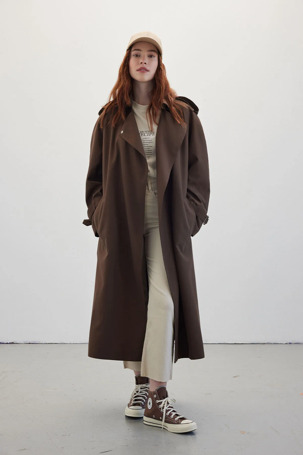 Manuka  FLIEßENDER TRENCHCOAT MIT GÜRTEL, BITTERBRAUN
