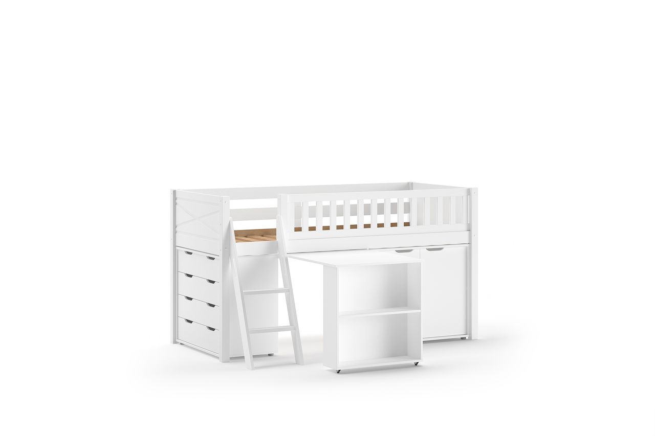 VIPACK SCOTT Spielbett, LF 90 x 200 cm, mit Schreibtisch, Schubladenkommode und Kommode 2-trg.