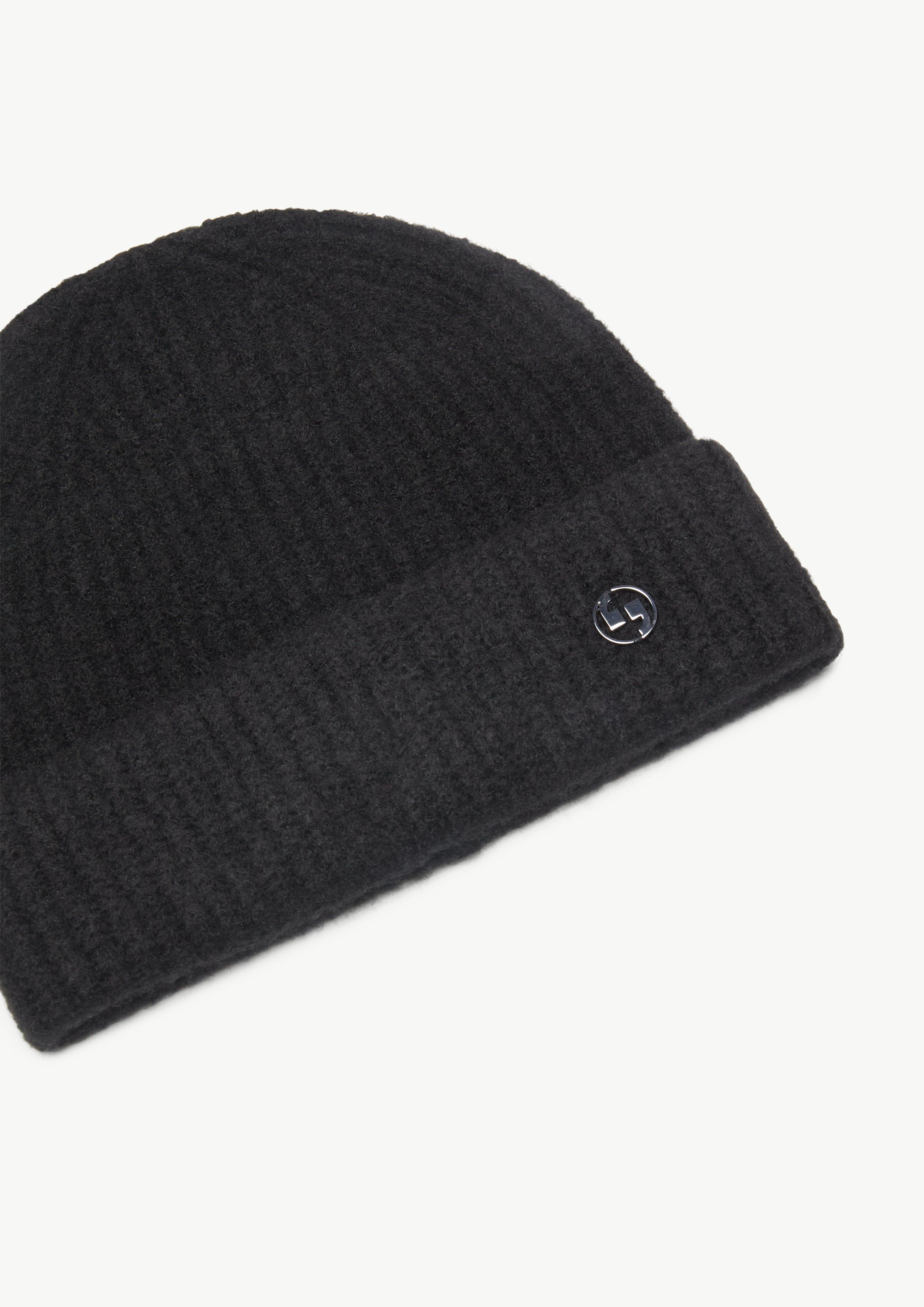 Strickmütze aus Wollmix - schwarz