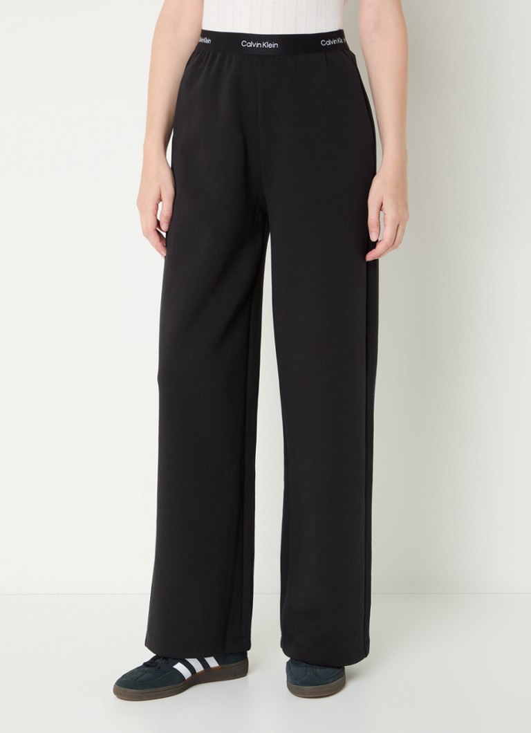Pantaloni da casa Calvin Klein a vita alta e gamba larga con striscia logo