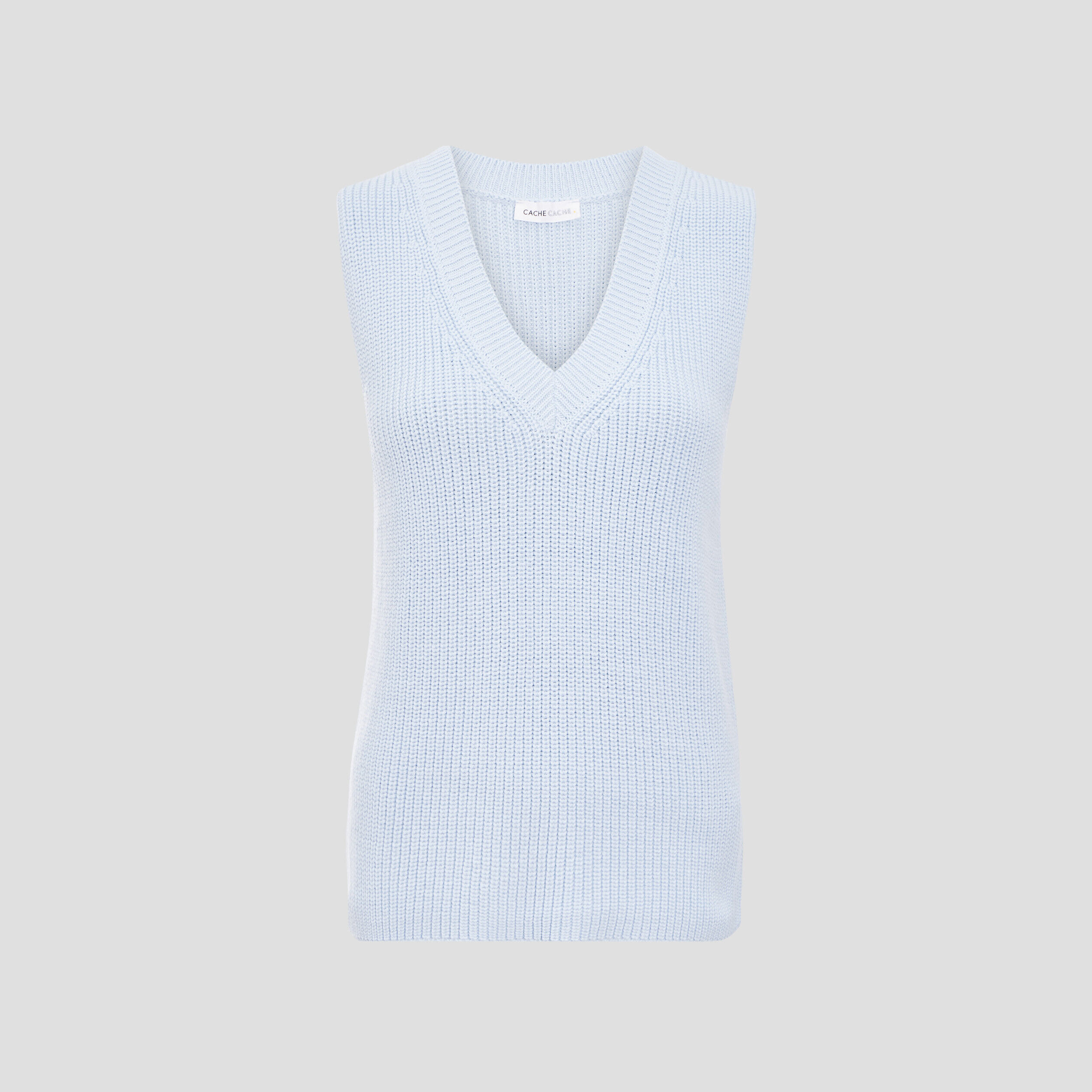 Pull sans manches bleu gris femme | Cache Cache