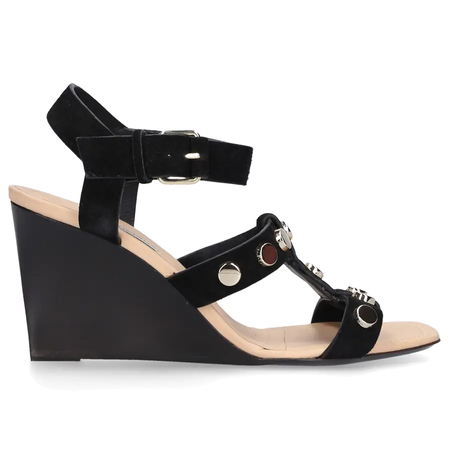Balenciaga - Sandalen Amp mit Keilabsatz Leder schwarz Nieten - schwarz