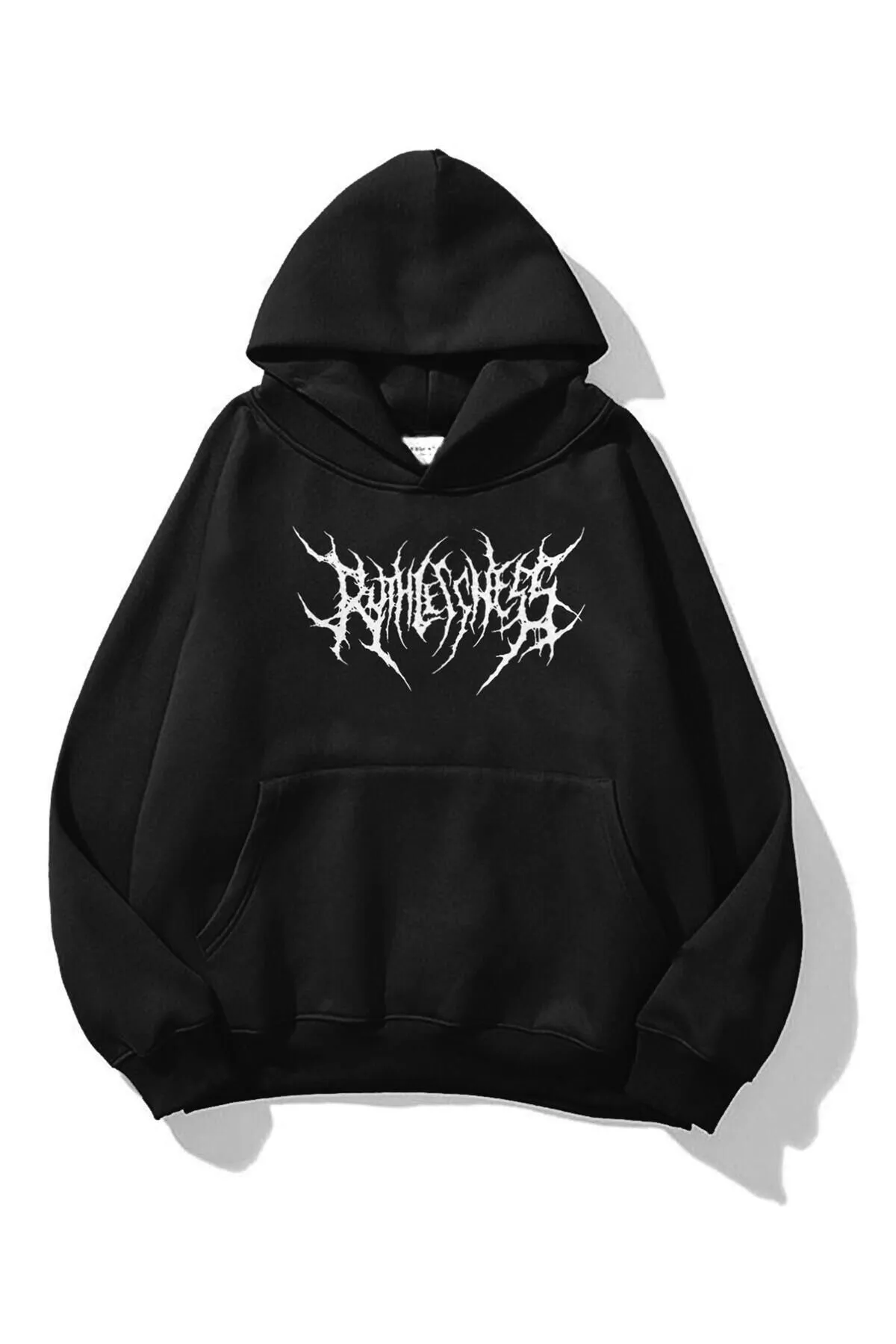 Know  Unisex Schwarzer Gothic Ruthless Bedruckter Kapuzenpullover