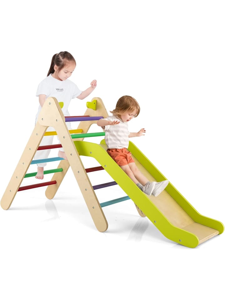 COSTWAY Kletterdreieck mit Rutsche in Grün günstig kaufen 50 x 85 cm