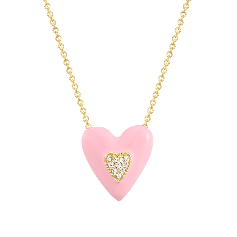Glanzstücke München Chaîne Coeur Argent sterling Oxyde de zirconium (CZ) en Or jaune collier
