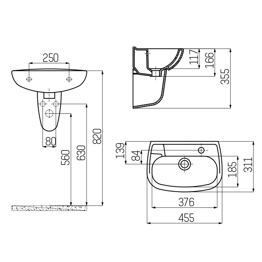 Creavit Waschbecken TP030-00CB00E-0000 (einzel, 1-St), Creavit Keramik Waschbecken Handwaschbecken 45x30 cm Weiß