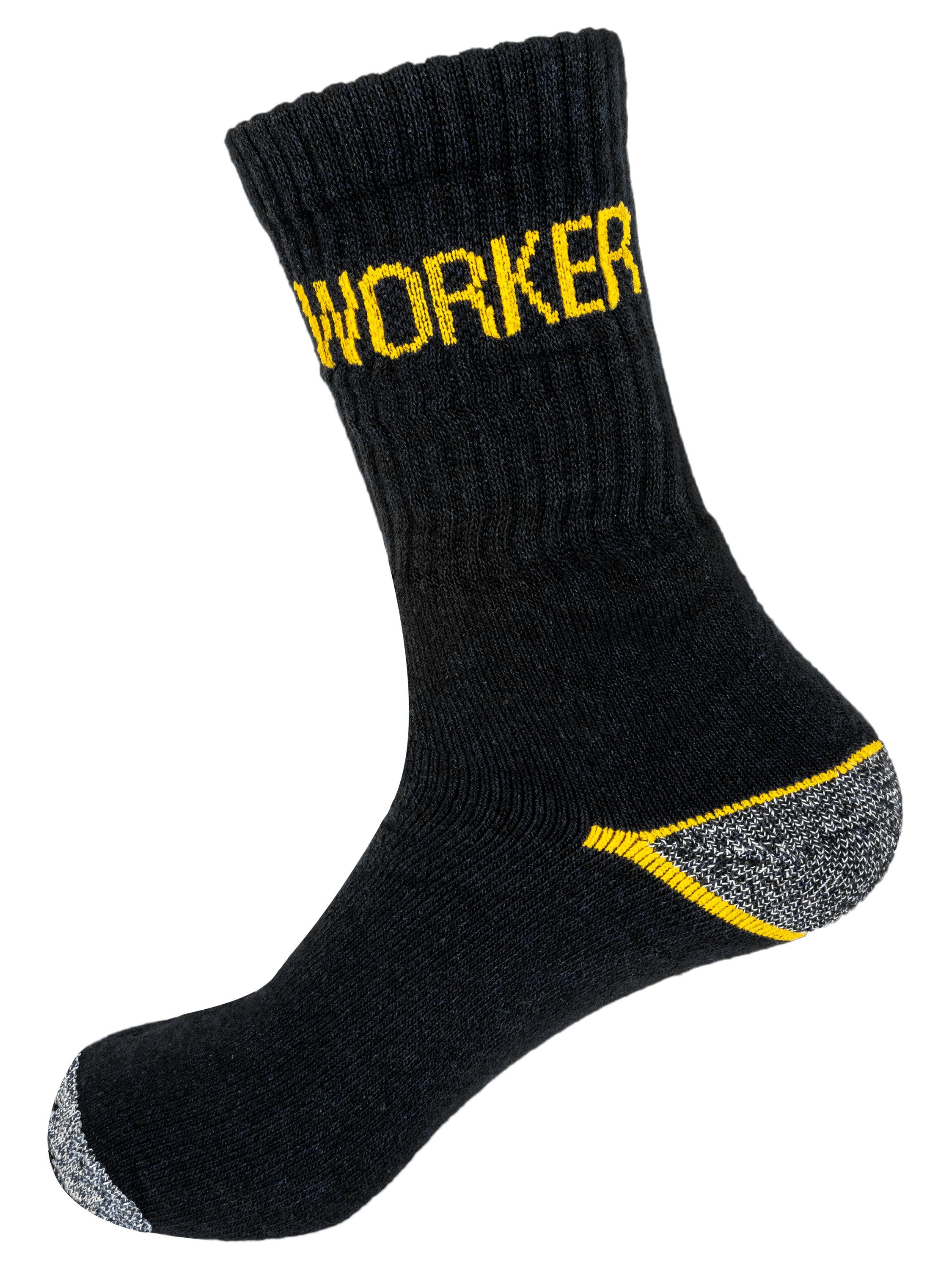 TEXEMP Arbeitssocken 10 Paar Arbeitssocken WORK Herrensocken Socken Baumwolle Dicke Strümpfe Schwarz Arbeit 39-42 43-46 (Packung, 10 Paar)