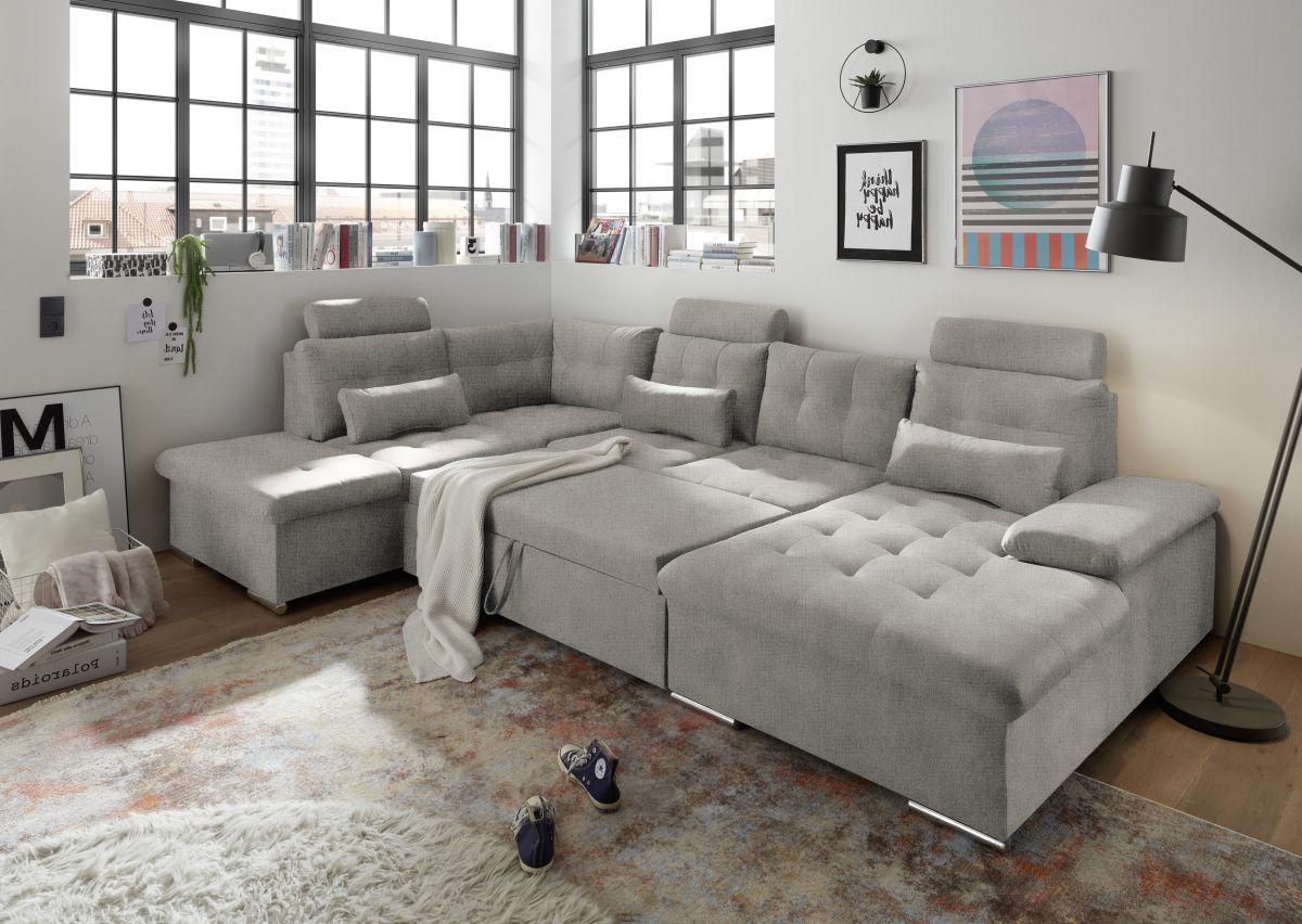 Wohnlandschaft Medan Taupe Stauraum links