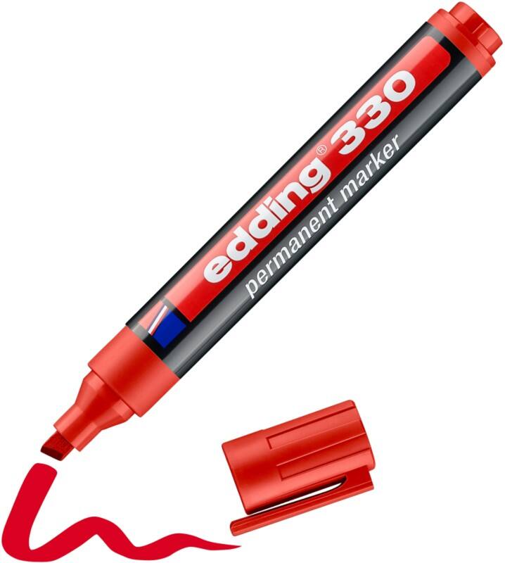 edding 330 Permanentmarker Breit Keilspitze 1-5 mm Rot Nachfüllbar Wasserbeständig