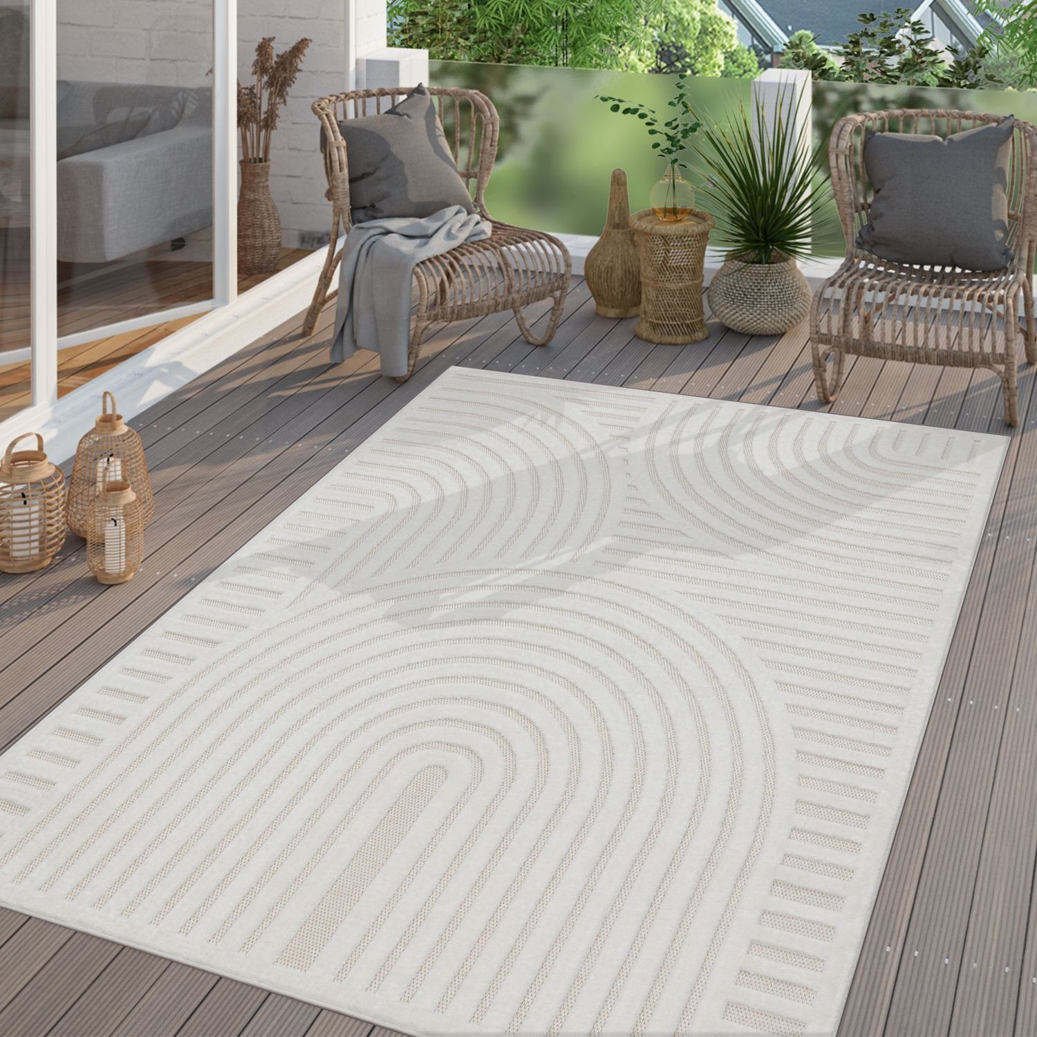 Outdoorteppich In-& Outdoorteppich Wetterfest Balkon Teppich Küche, TT Home, eckig, Höhe: 14 mm
