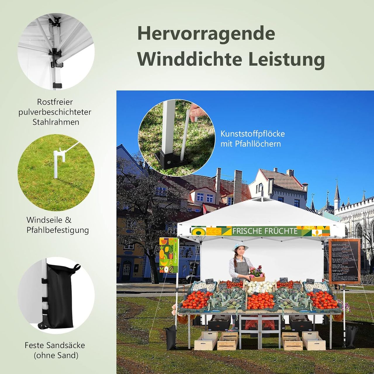 Costway 3x3m Pop Up Pavillon mit Seitenwand