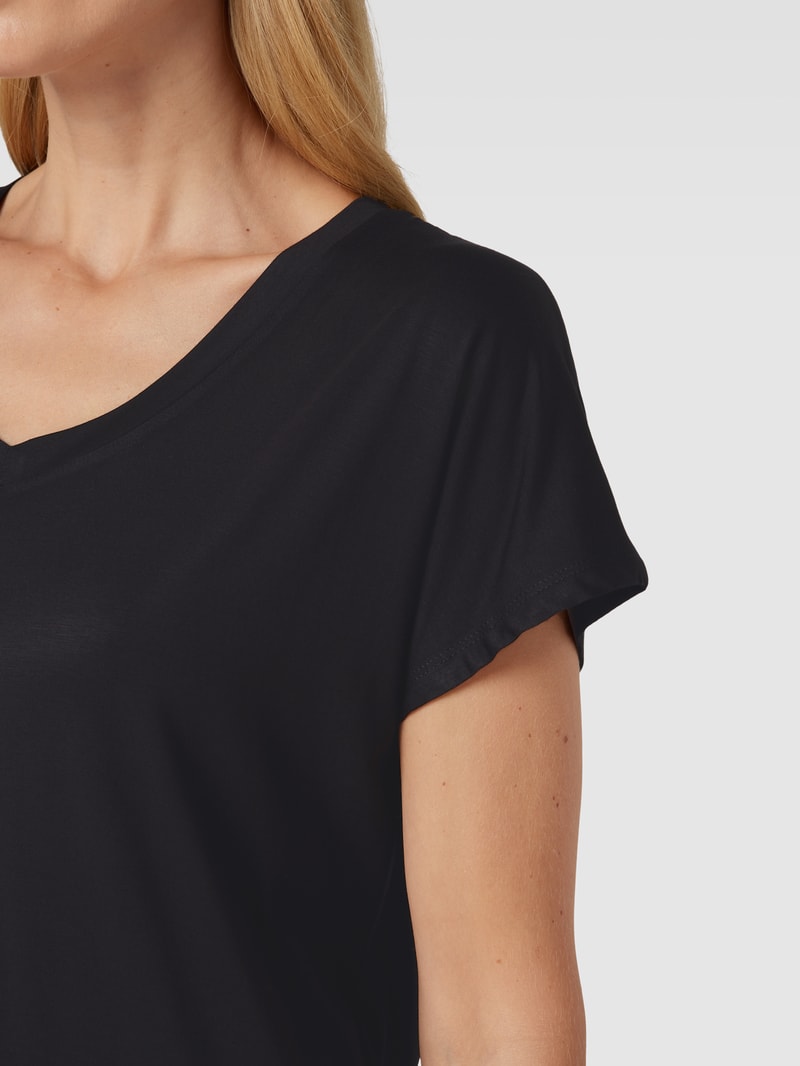 T-Shirt mit Label-Detail Modell 'Marcia' in schwarz