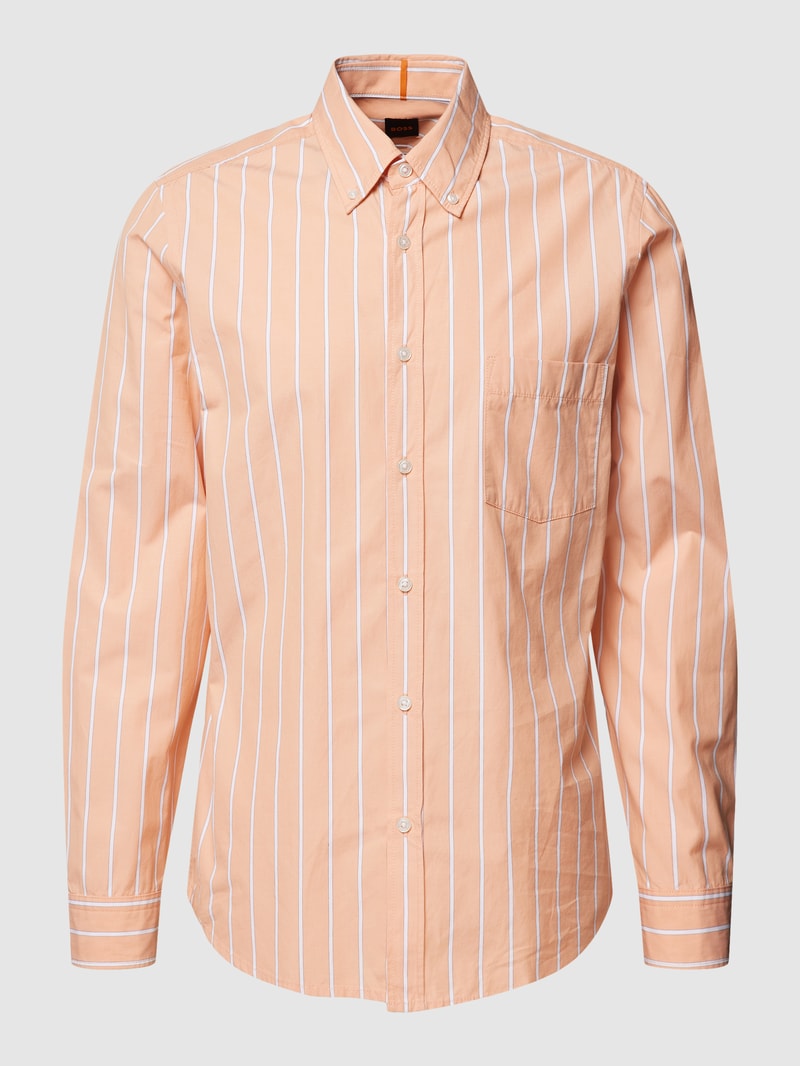 Regular Fit Freizeithemd mit Streifenmuster Modell 'Rickert' in orange