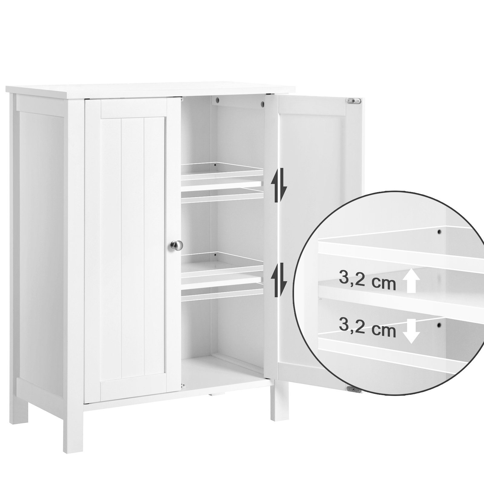 VASAGLE Badkommode Badezimmerschrank, 2 verstellbare Ebene, 30 x 60 x 80 cm