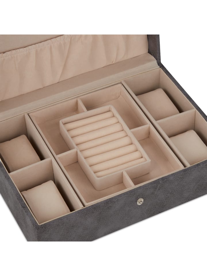 relaxdays Schmuckkästchen in Grau - (B)29 x (H)10 x (T)20 cm günstig kaufen onesize