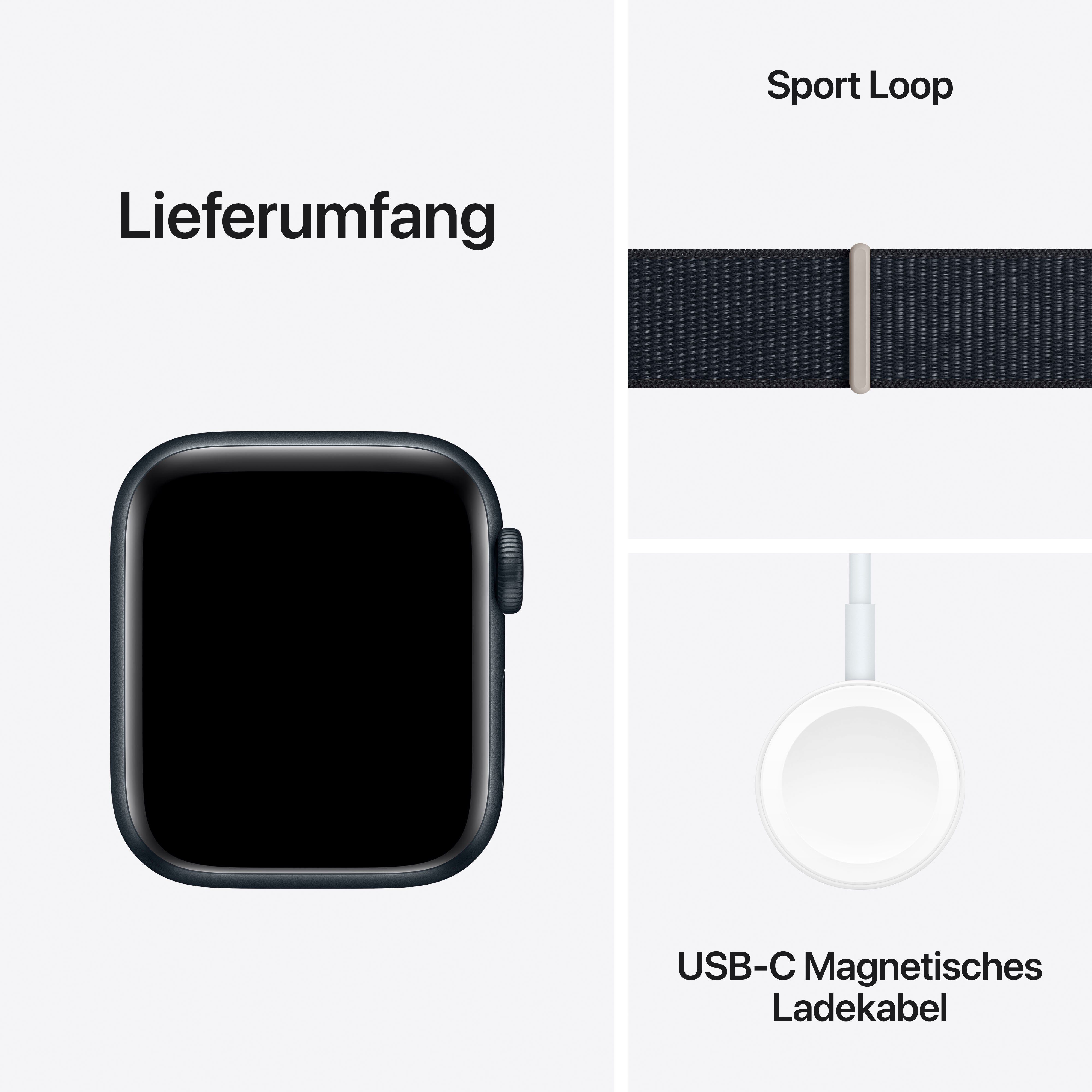 Apple Watch SE GPS 40 mm Aluminium + Cellular M/L Smartwatch (4 cm/1,57 Zoll, Watch OS 10), Sport Loop