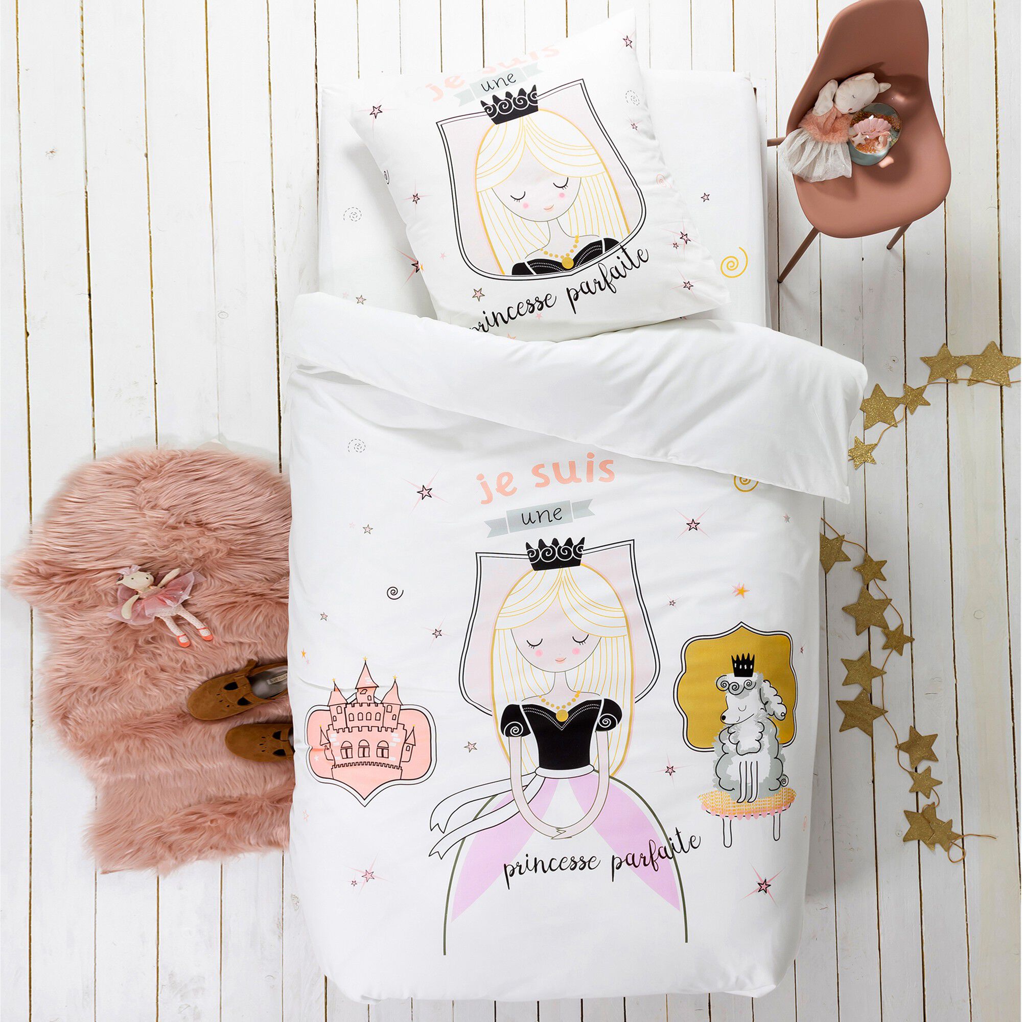 Linge de lit enfant Blanche imprimé 1 personne