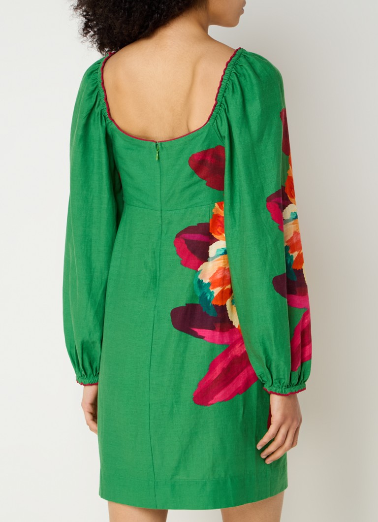 Rochie-tunică scurtă din amestec de in cu imprimeu floral Farm Rio Tropicart