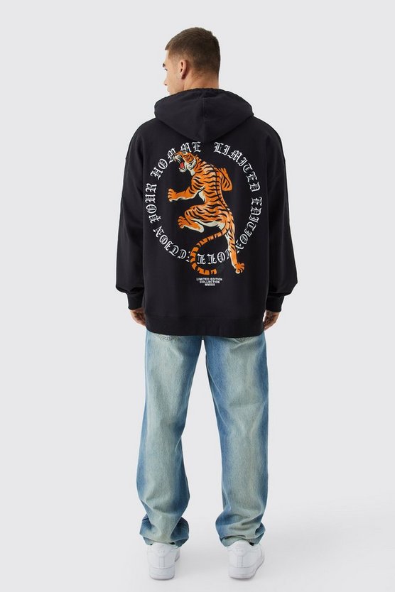 Oversize Hoodie mit Tiger-Print