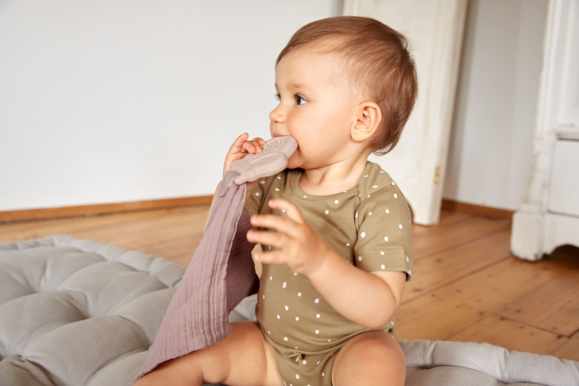 Baby Body langarm - Bio Baumwolle, Punkte, Gelb