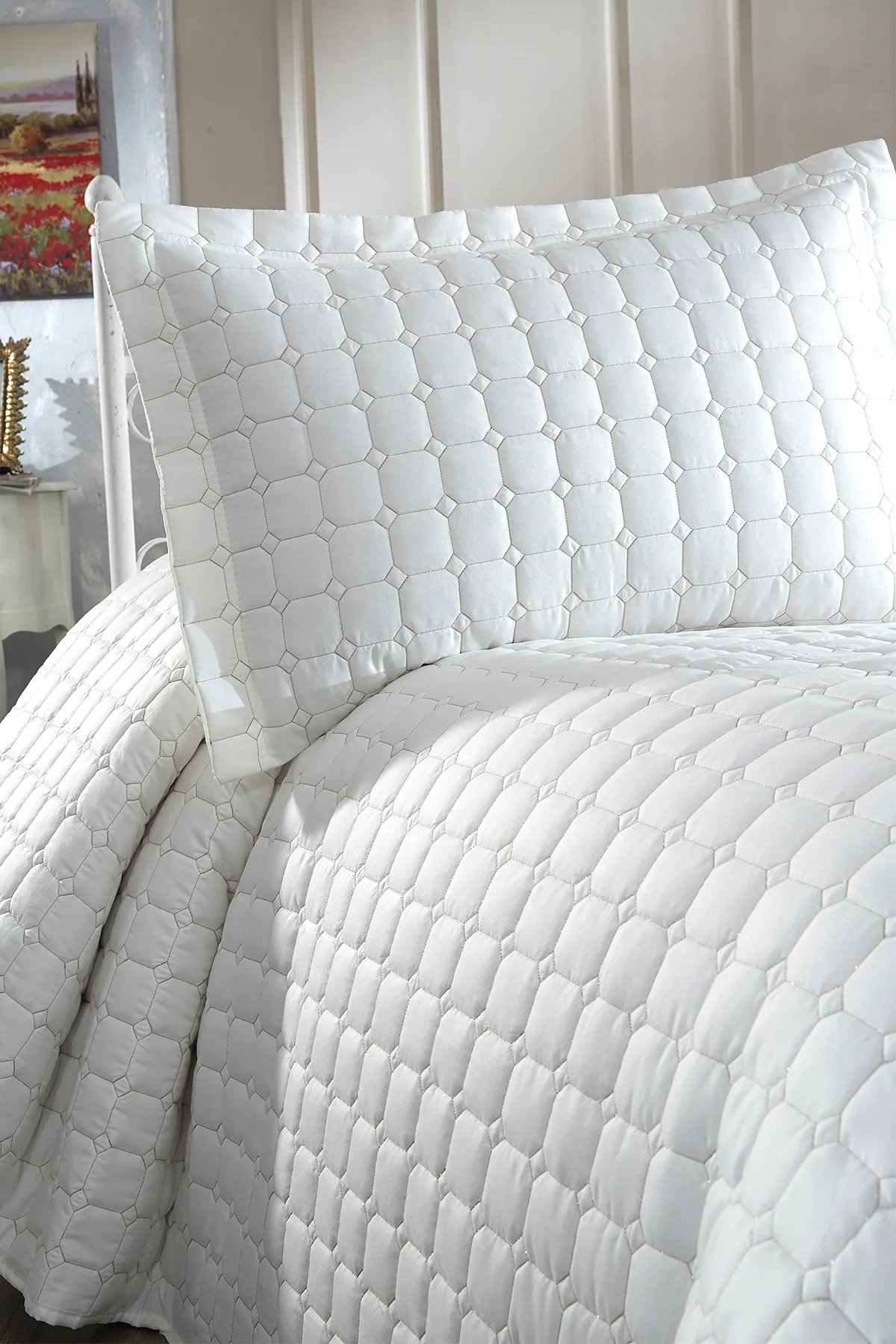 Çeyiz Diyarı  Estiva Tagesdecke für Einzelbett, Creme
