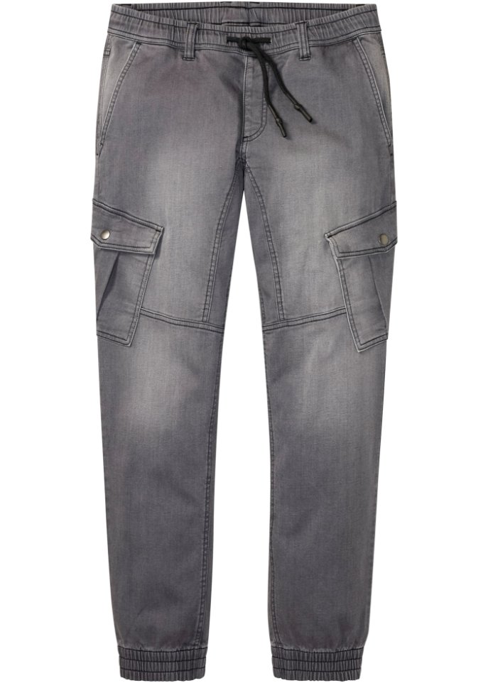 Regular Fit Sweat-Jeans mit Cargotaschen, Straight