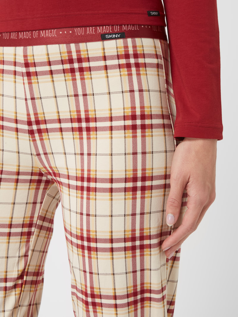 Pyjama-Hose mit Karomuster in beige
