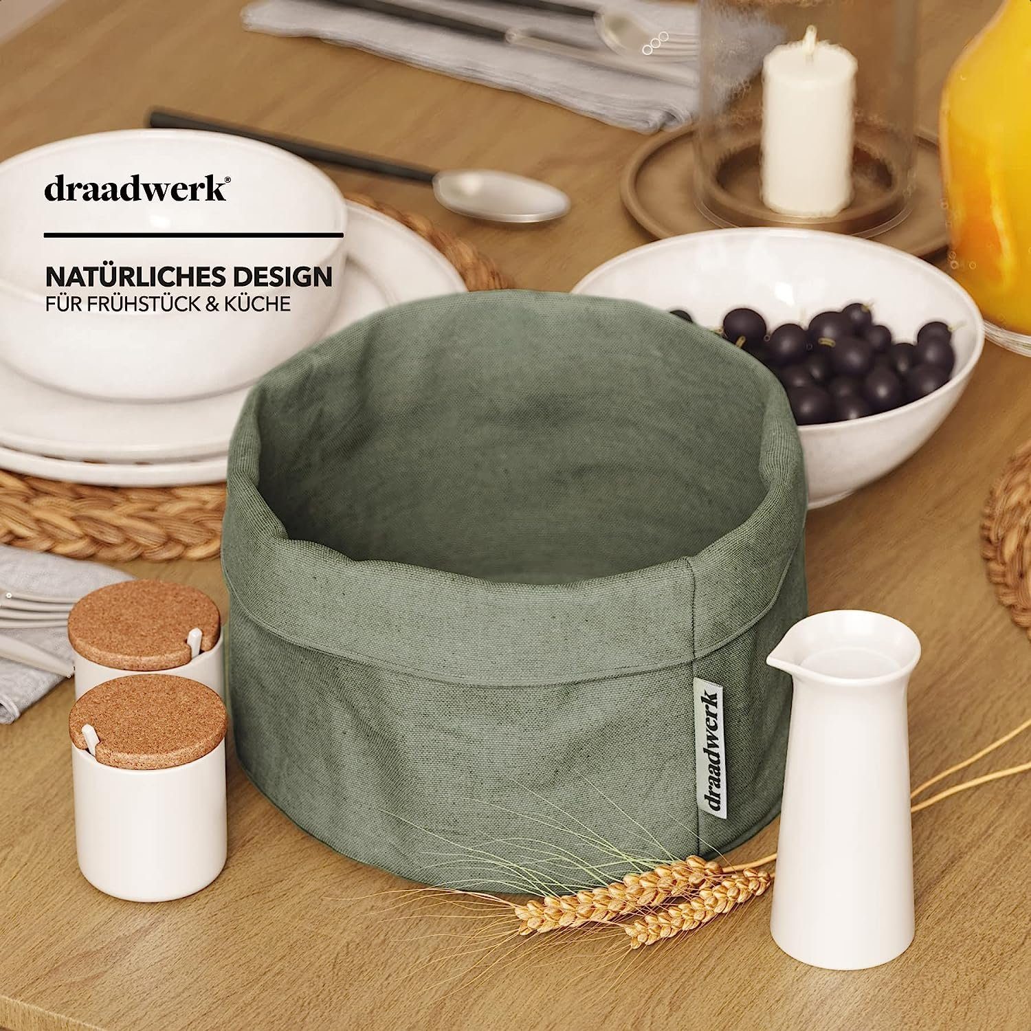 draadwerk® Brotkorb Brotkorb Stoff, Brötchenkorb, Aufbewahrungskorb, Frühstückskorb