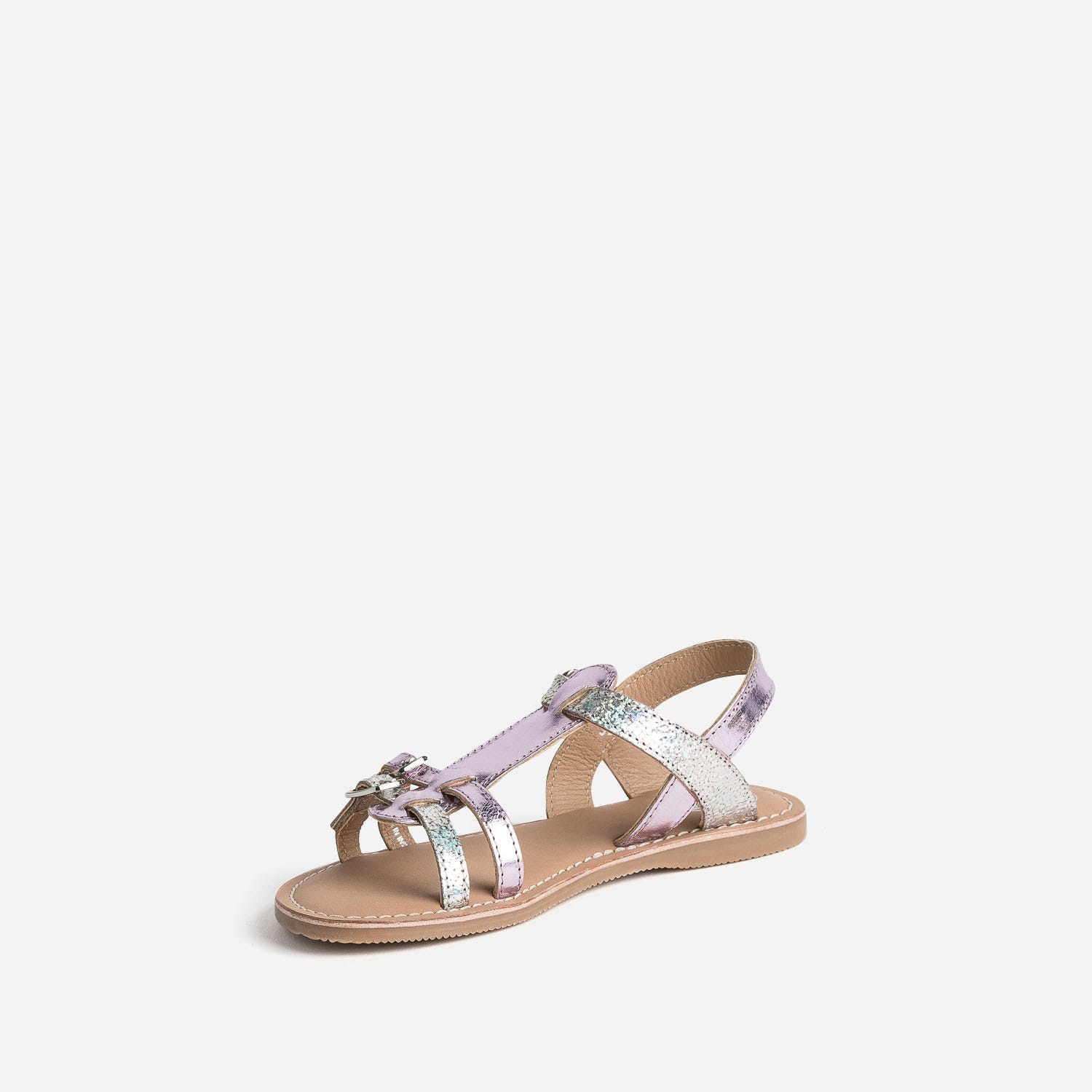 Sandale BUGGY parme métallisé en cuir