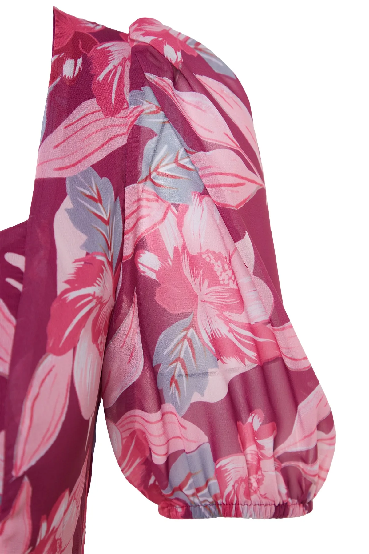 Trendyol Collection  Lila geblümtes A-Linien-Minikleid aus Chiffon mit Futter TWOSS22EL2168