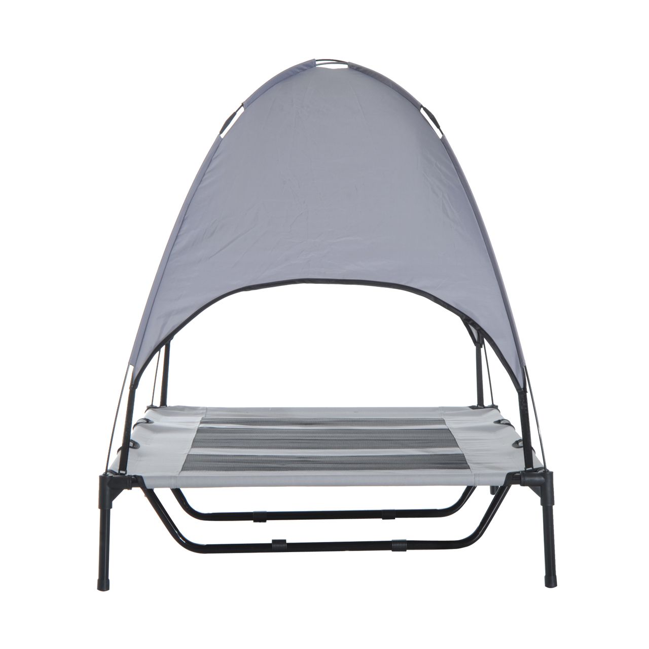 PawHut Haustierbett mit Baldachin Erhöhtes Hundebett Hundeliege outdoor Grau