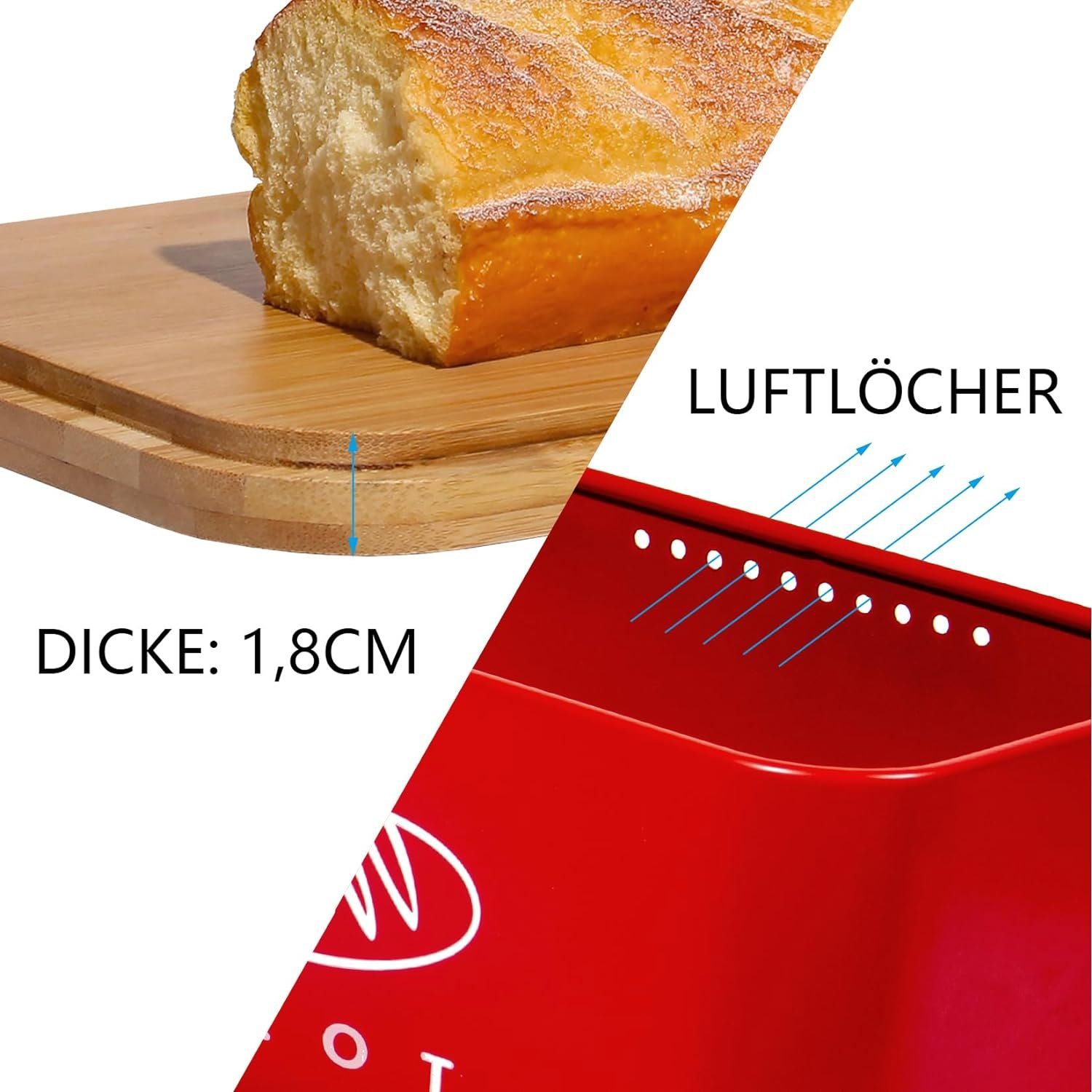 Zedelmaier Brotkasten Brotdosen aus Metall mit ökologischem Naturdeckel (als Schneidebrett), (MBH003&4), Geräumiger Retro Brotkasten aus Metall mit Holzdeckel, runder Rand