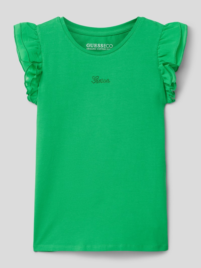 T-Shirt mit Volantärmeln in grün