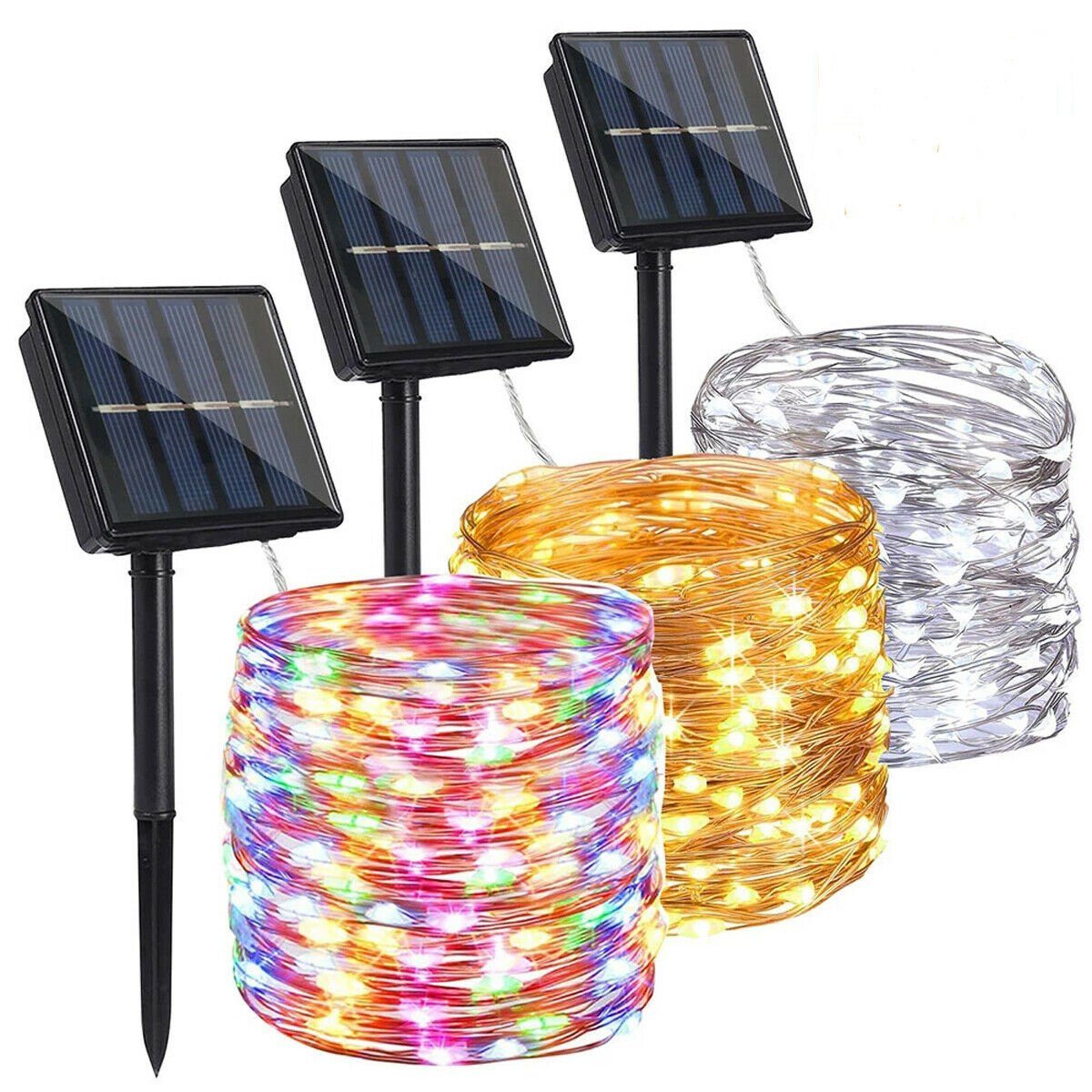 iscooter LED-Lichterkette 10M 100LEDs / 20M-200 LEDs Solar Lichterkette Kupferdraht Garten, Wasserdicht IP65 Innen Außen Garten Party Dekor