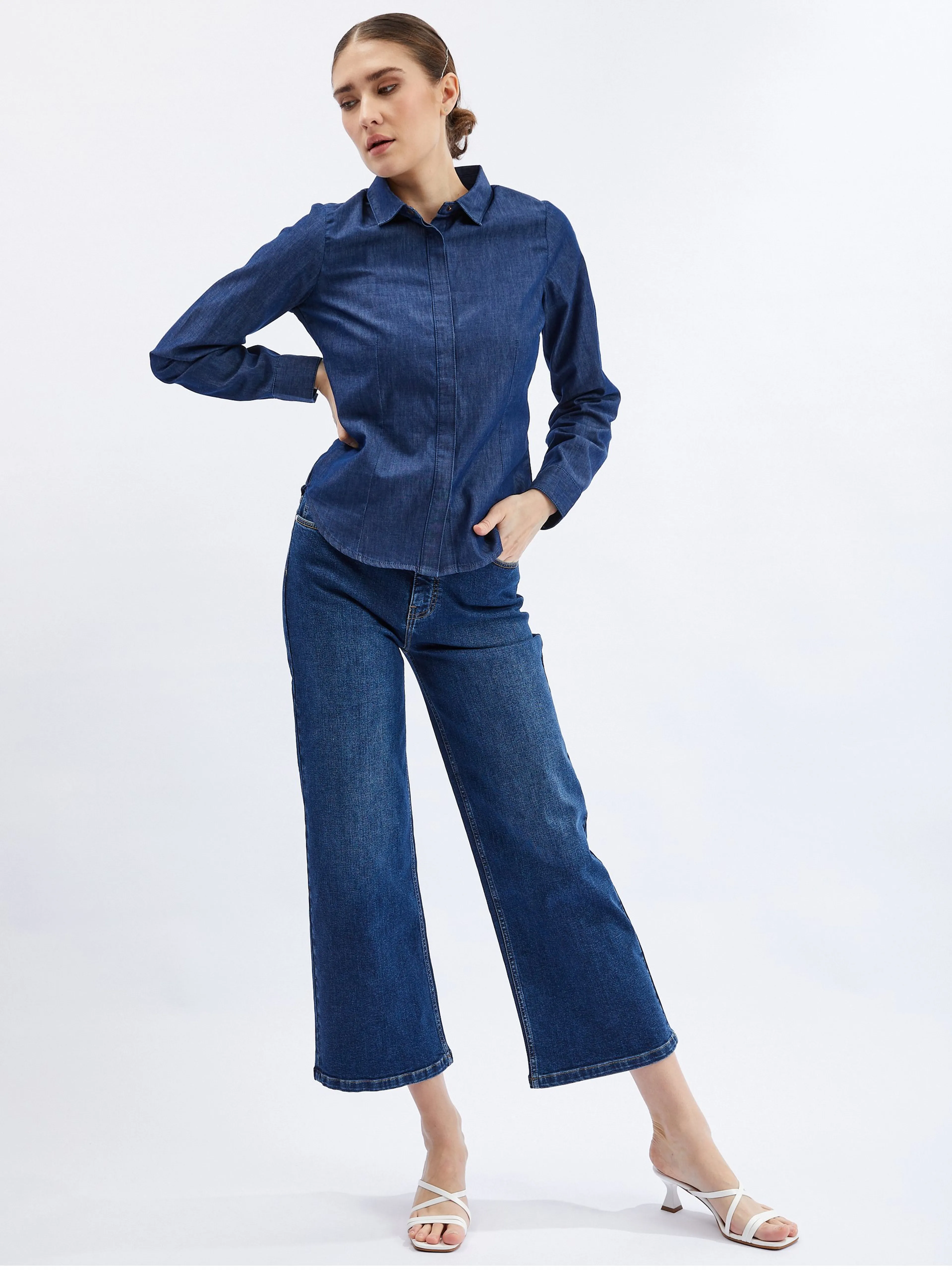 Dunkelblaues Damen-Denim-Shirt ORSAY