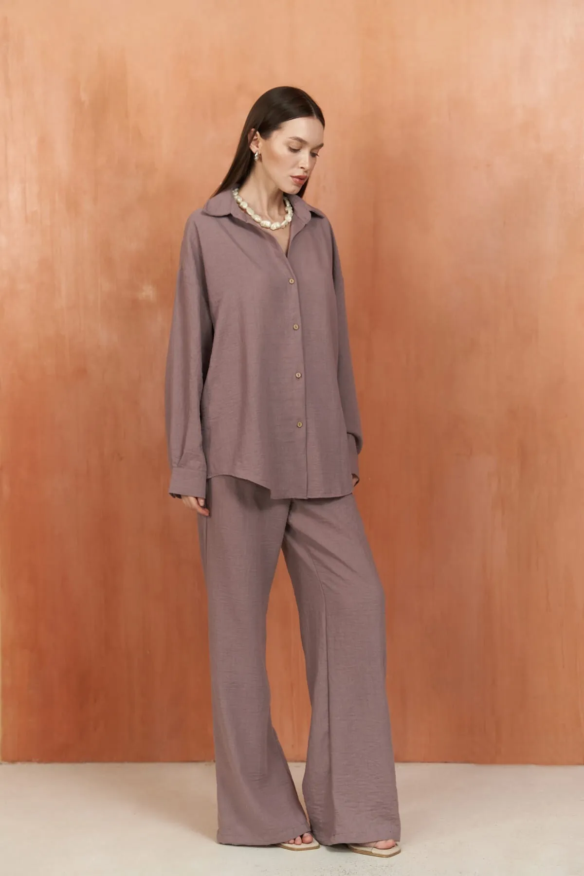 BOHEMAİ  Pedasa – Lilafarbenes Hemd-Hosen-Set