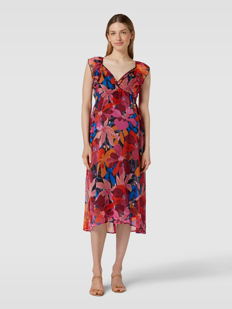 Knielanges Umstands-Kleid mit floralem Muster in pink