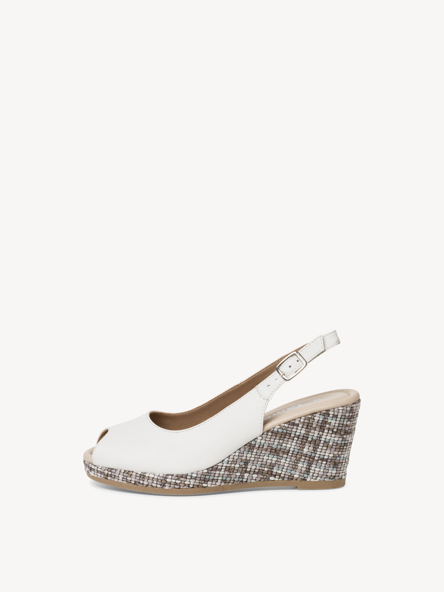 Sandale à talon en cuir - blanc