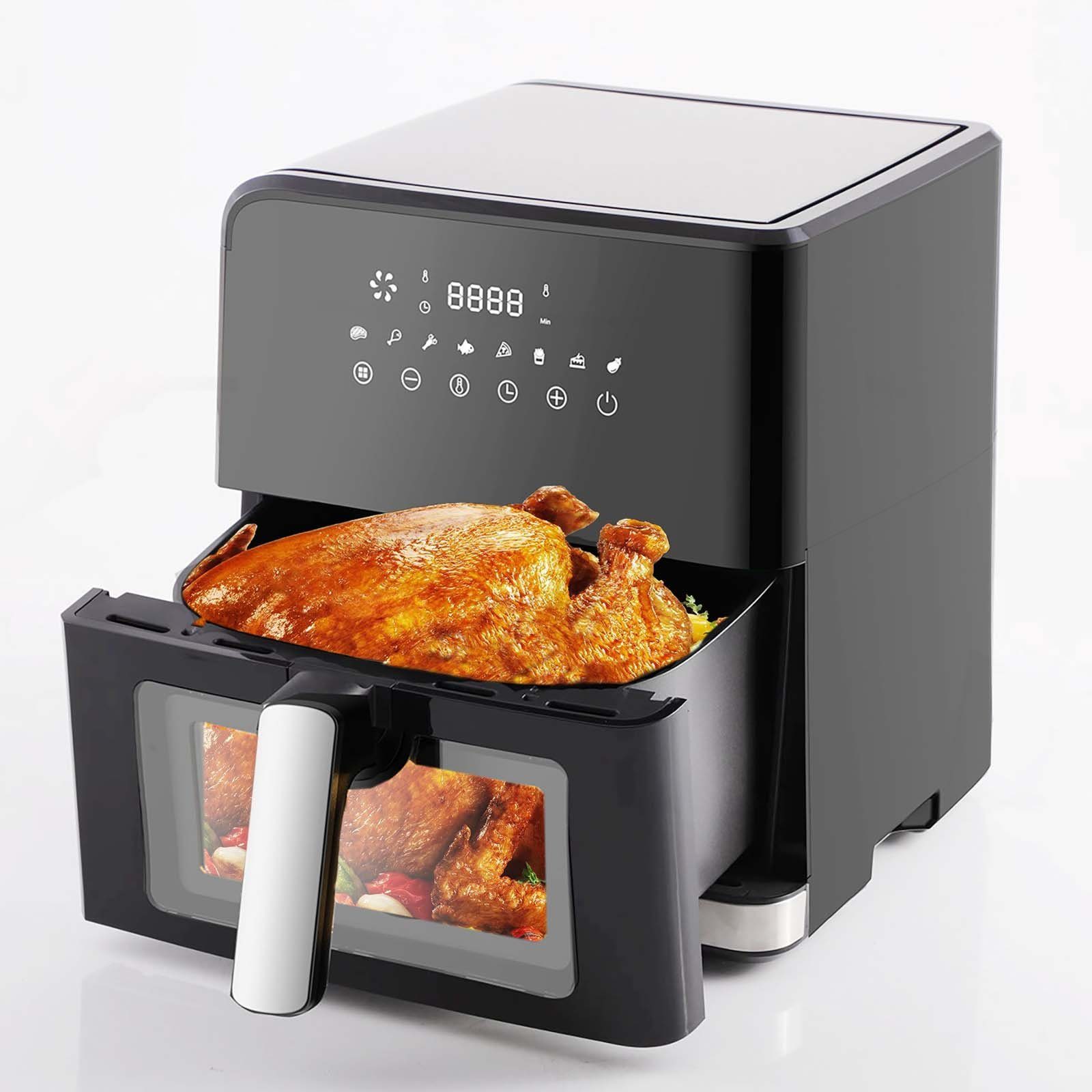 Sinaopus Heißluftfritteuse 7,5L Mini Backofen Airfryer XXL,8 Programmen, LED-Anzeige, 1700,00 W, Einstellbare Temperaturregelung, Sichtbares Sichtfenster