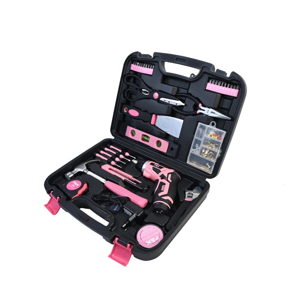 P & K Werkzeugset 135 Teiliges Werkzeugset Werkzeugkoffer in Pink Design, (135-St)